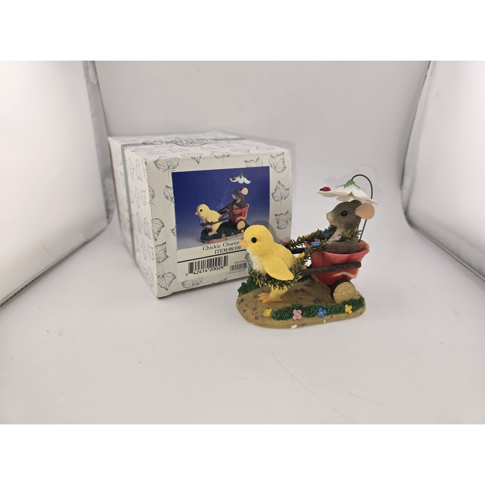 Charming Tails Fitz & Floyd ~ Peek-a-Boo Bouquet ~Mouse Flowers Ladybug Figurine